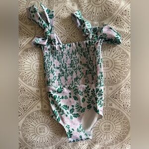 Cecil & Lou One-Piece Baby Swimsuit with Green and Pink Design